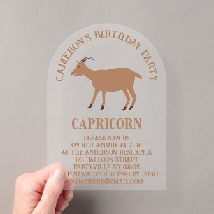 Invitaciones Acrílicas Cumpleaños personalizado para Capricornio Cabra