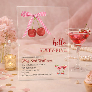 Invitaciones Acrílicas Cumpleaños Sesenta y Cinco Cherry Martini Party