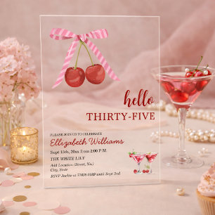 Invitaciones Acrílicas Cumpleaños treinta y cinco Fiesta Martini de Cerez