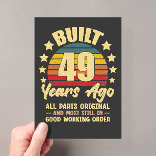 Invitaciones Acrílicas Cumpleaños Vintage 49 Construido Hace 49 Años Dive