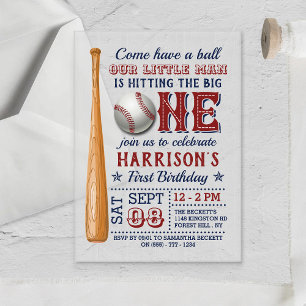 Invitaciones Acrílicas Cumpliendo el Grande Béisbol 1er Cumpleaños