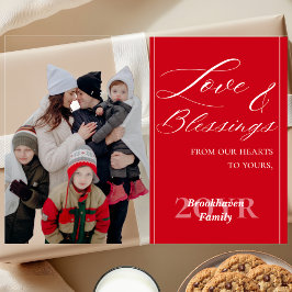 Invitaciones Acrílicas Custom Elegant Script 1 Family Photo Holiday Card