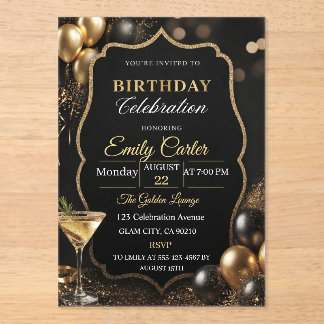 Invitaciones Acrílicas Customizable Elegant Birthday Magnetic Invitation