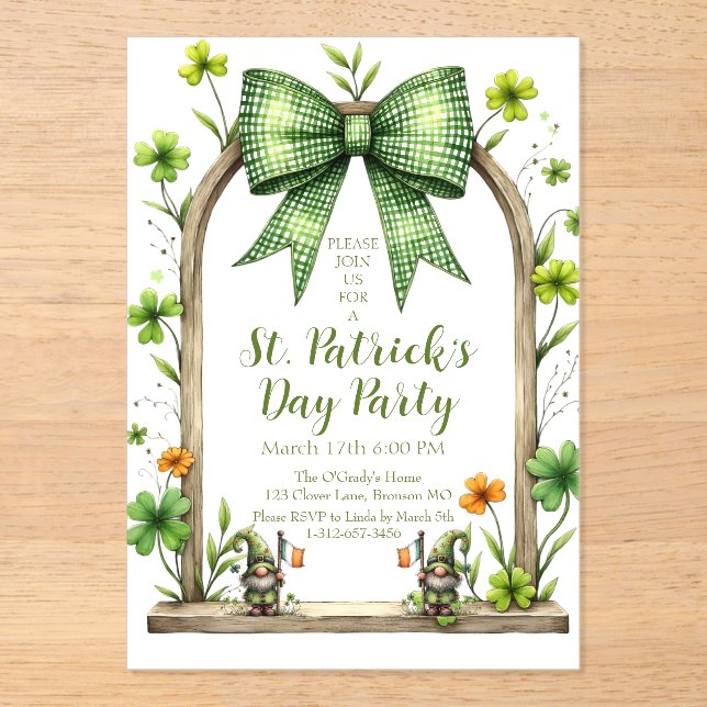 Invitaciones Acrílicas Customizable St. Patrick’s Day Invitation  (Anverso)