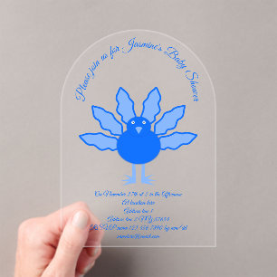 Invitaciones Acrílicas Cute Blue Baby Boy Día de Acción de Gracias Baby S
