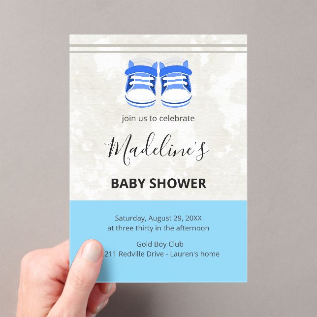 Invitaciones Acrílicas Cute Blue Baby Shower Invitation – Customizable  (Insitu (portátil))