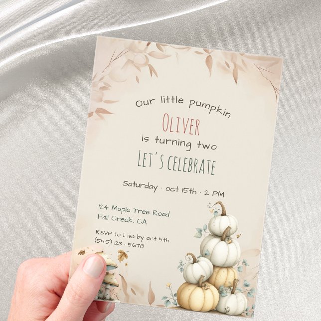 Invitaciones Acrílicas Cute boho Otoño Cumpleaños de nuestra pequeña cala (Subido por el creador)