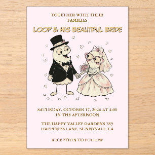 Invitaciones Acrílicas Cute Cartoon Loop Acrylic Wedding Invite