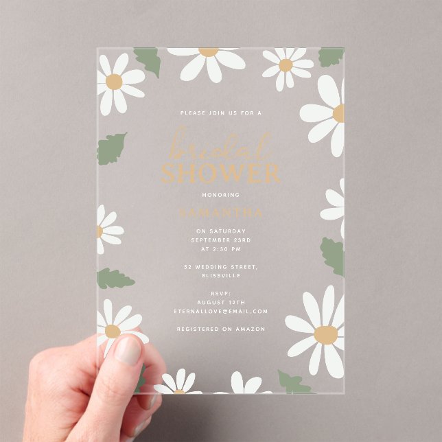 Invitaciones Acrílicas Cute Daisy Flower Bridal Shower (Insitu (portátil))