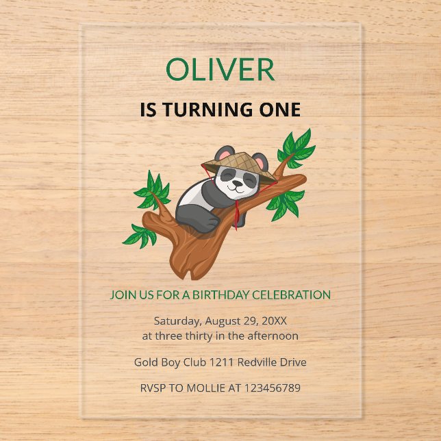 Invitaciones Acrílicas Cute Koala Wild Animal Kids First Birthday (Anverso)