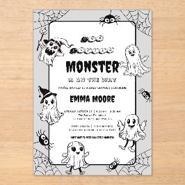 Invitaciones Acrílicas Cute Little Monster Baby Shower Illustration