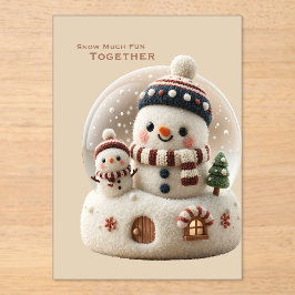 Invitaciones Acrílicas Cute Needle Felted Snowman Snowglobe