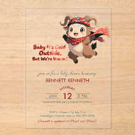 Invitaciones Acrílicas Cute Ram Winter Baby Shower Invitation
