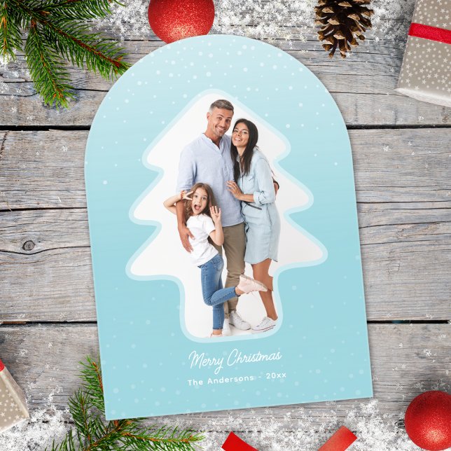 Invitaciones Acrílicas Cute Snowy Winter Christmas Tree Shaped Foto (Subido por el creador)