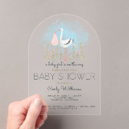 Invitaciones Acrílicas Cute Stork Baby Shower