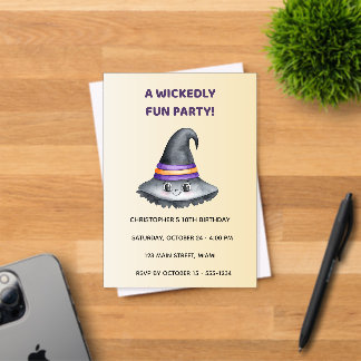Invitaciones Acrílicas Cute Witch Hat Halloween Acrylic Invitation