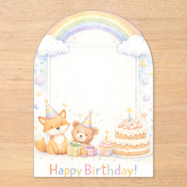 Invitaciones Acrílicas Cute Woodland Animals Birthday Acrylic Invitation