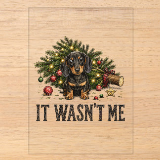 Invitaciones Acrílicas Dachshund Divertido Navidad No Fui Yo