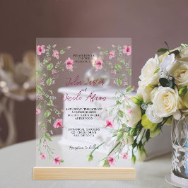 Invitaciones Acrílicas Daffodils Botánicos Daisy Peony Flowers Boda