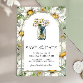 Invitaciones Acrílicas Daisies Floral Mason Jar Wedding Save the Date