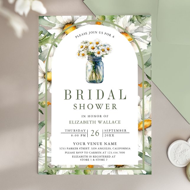 Invitaciones Acrílicas Daisy Floral Mason Jar Bridal Shower (Subido por el creador)