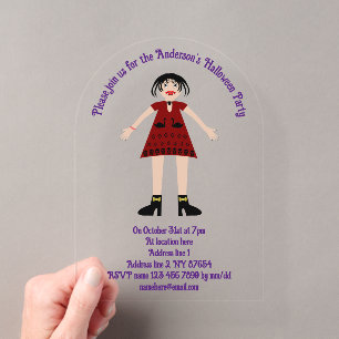 Invitaciones Acrílicas Dama vampiro personalizada de Halloween gótico