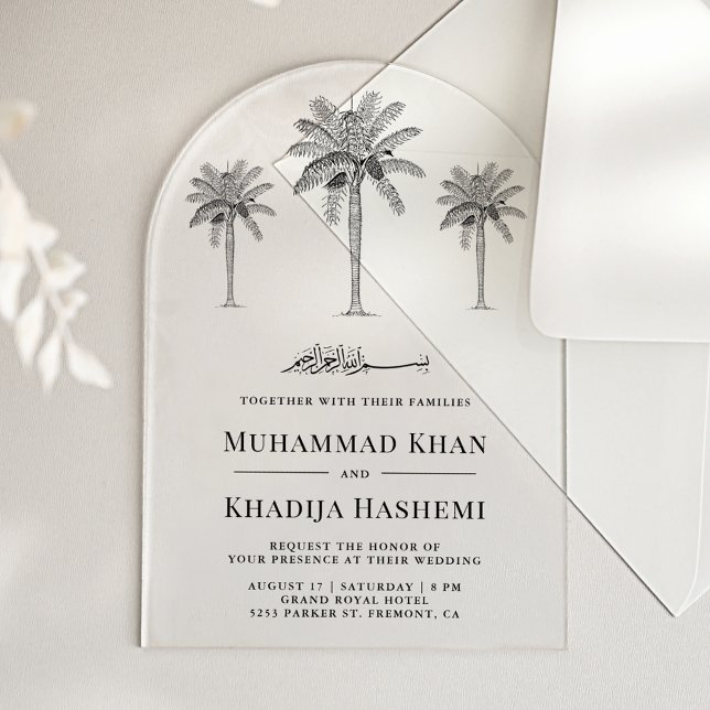 Invitaciones Acrílicas Date Palm Trees Islamic Muslim Wedding (Subido por el creador)