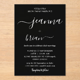 Invitaciones acrílicas de caligrafía moderna boda