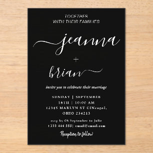 Invitaciones acrílicas de caligrafía moderna boda