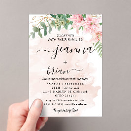 Invitaciones acrílicas de caligrafía moderna boda