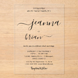 Invitaciones acrílicas de caligrafía moderna boda
