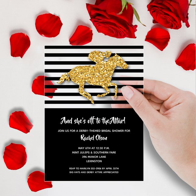 Invitaciones Acrílicas De camino al Altar Derby Horse Bridal Shower (Off to the Altar Derby Horse Bridal Shower Acrylic Invitations - order on CLEAR or FROSTED acrylic)