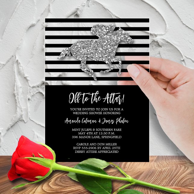 Invitaciones Acrílicas De camino al Altar Derby Horse Bridal Shower (Off to the altar Derby silver racehorse bridal shower acrylic invitations)