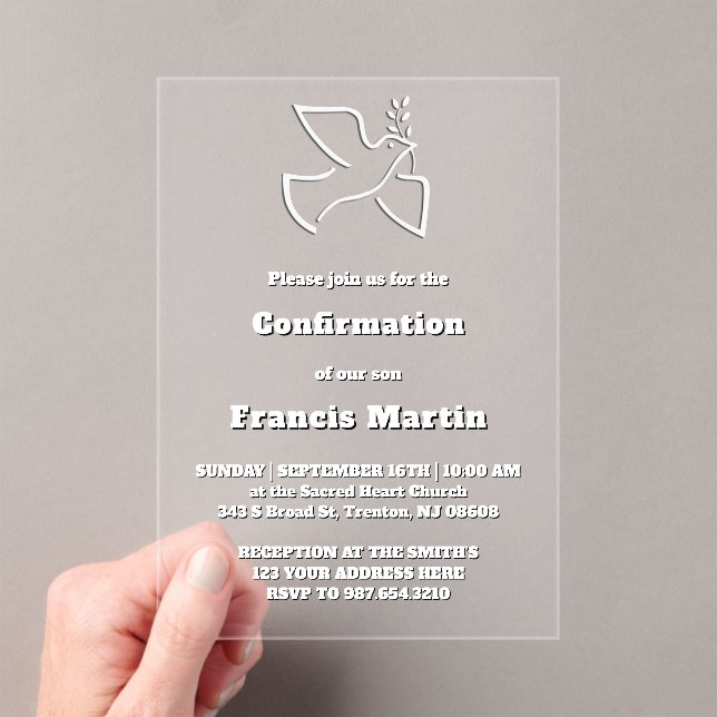 Invitaciones Acrílicas de Confirmación (Insitu (portátil))