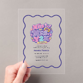 Invitaciones Acrílicas De Miss a Mrs Edición Y2K Fiesta de Despedida de S