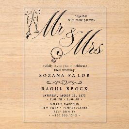 invitaciones acrílicas de mr y mrs Boda