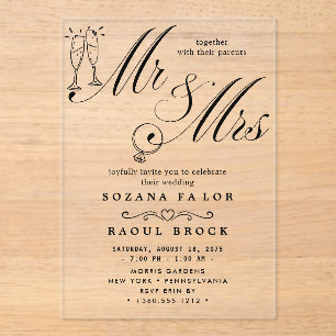 invitaciones acrílicas de mr y mrs Boda