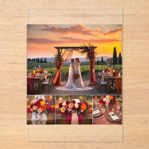 Invitaciones Acrílicas Decoración elegante de Boda italiano con atardecer