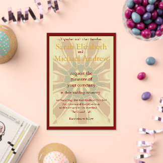Invitaciones Acrílicas Deep Crimson Starburst Design | Opulent Modern Hi