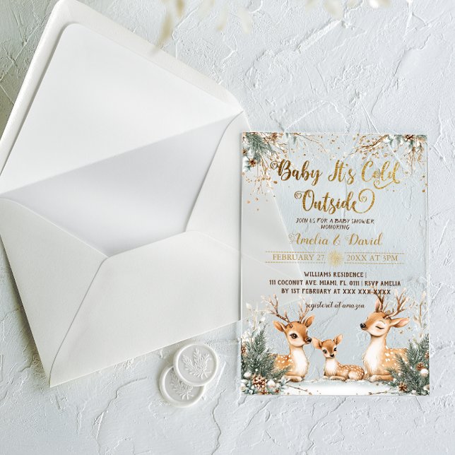 Invitaciones Acrílicas Deer Cold Fuera De Baby Shower (Subido por el creador)