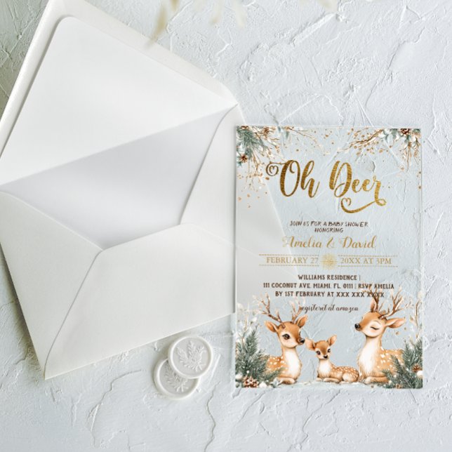 Invitaciones Acrílicas Deer Winter Wonderland Baby Shower (Subido por el creador)