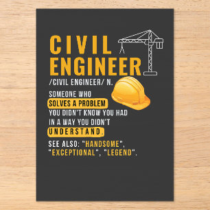 Invitaciones Acrílicas Definición divertida de ingeniero civil en invitac
