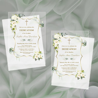 Invitaciones Acrílicas Delicada vegetación aérea blanca Flores