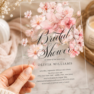 Invitaciones Acrílicas Delicia de Flor de Cerezo para Despedida de Solter