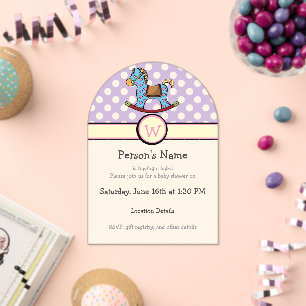 Invitaciones Acrílicas Delightful Hearts Caballo de Balanza Baby Shower
