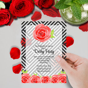 Invitaciones Acrílicas Derby de Caballo con Rayas Negras y Blancas Chic