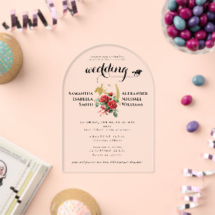 Invitaciones Acrílicas Derby de Caballos de Carreras Modernos 1 Foto Boda