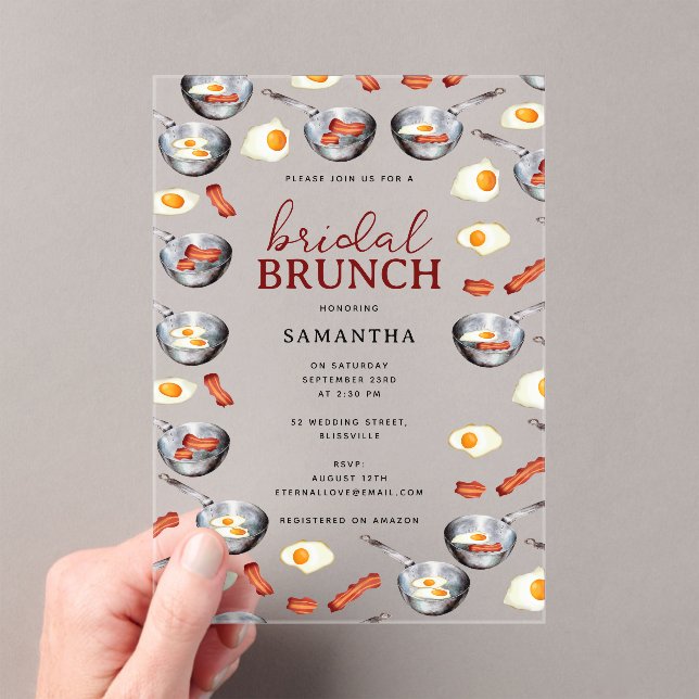 Invitaciones Acrílicas Desayuno Bacon & Eggs Ducha Nodal Brunch (Insitu (portátil))
