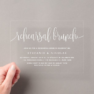 Invitaciones Acrílicas Desayuno Brunch de Ensayo de Caligrafía Bonita Bla