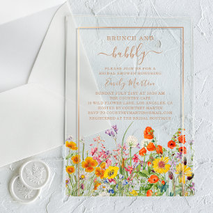 Invitaciones Acrílicas Desayuno Brunch y Burbujas Boho Despedida de Solte